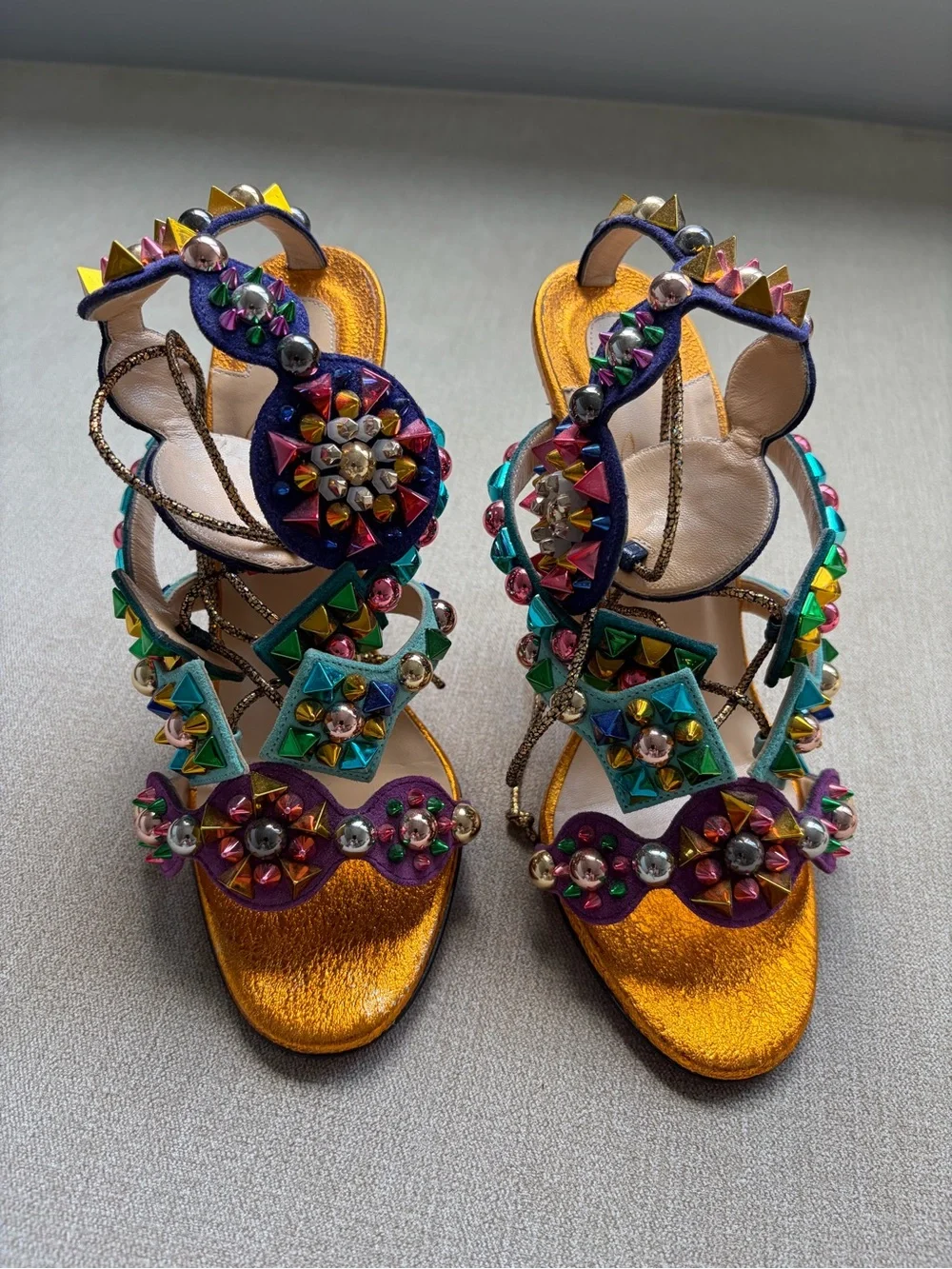 Christian Louboutin Multicolored Jeweled Stiletto Sandals